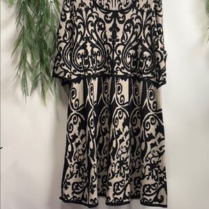 Sandra Darren Black and Cream Midi Dress